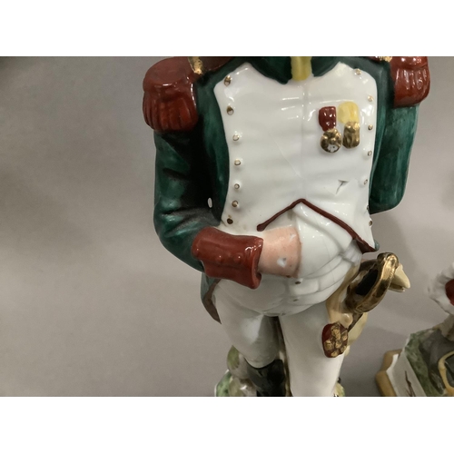 94 - Three Capodimonte figures of Napoleon with three further continental figures of soldiers