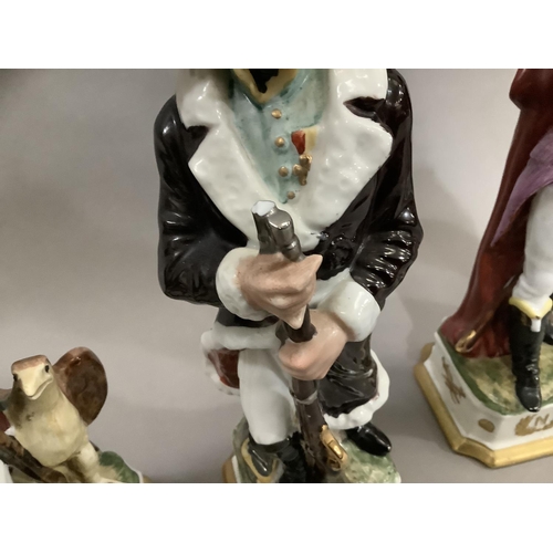 94 - Three Capodimonte figures of Napoleon with three further continental figures of soldiers