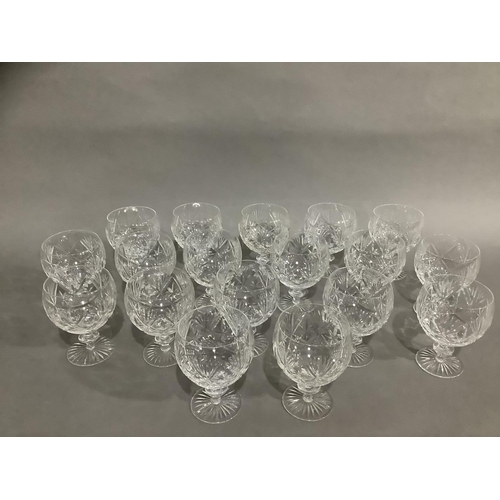 100 - A set of eighteen cut glass red wine glasses