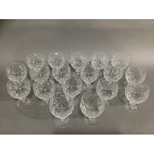 100 - A set of eighteen cut glass red wine glasses