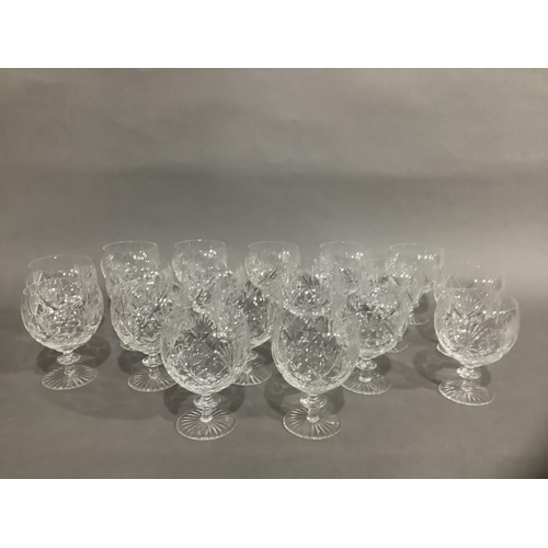 100 - A set of eighteen cut glass red wine glasses