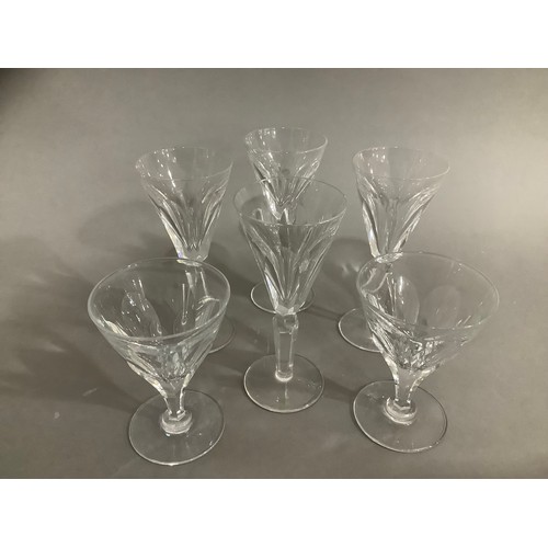 38 - A suite of mixed cut glasses comprising five hocks, four flutes, four red wines, four tumblers, six ... 