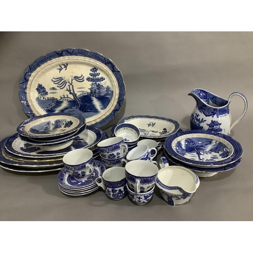 45 - A large quantity of 19th century and later blue and white tableware including Booths, Willow Pattern... 