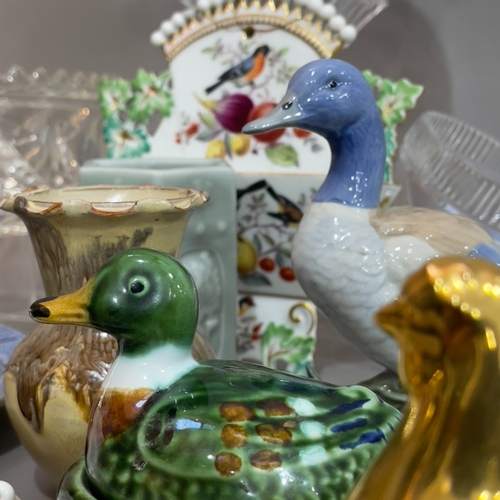 71 - Glass moulded bonbon dish and cover, two cut glass bowls, a 19th century blue and white plate, two c... 