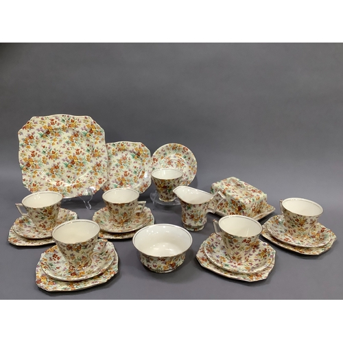 1 - A Royal Winton Grimwades Sweet Nancy pattern tea service, comprising six cups and saucers, six tea p... 