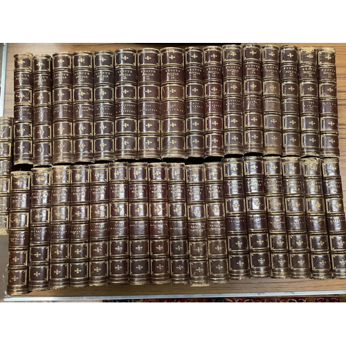 57 - Waverley Novels pub by A & C Black Edinburgh in maroon half calf with gilt titles, marble edges