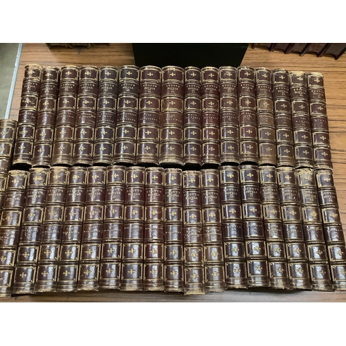 57 - Waverley Novels pub by A & C Black Edinburgh in maroon half calf with gilt titles, marble edges