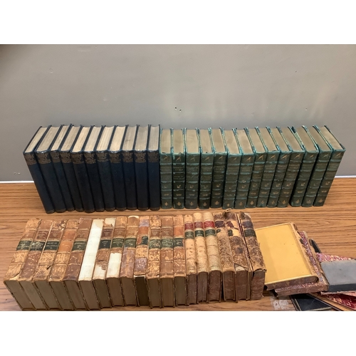 65 - Marryat's Novels, uniform bound green half calf, pub. by Routledge & Sons Ltd, 14 vols together with... 