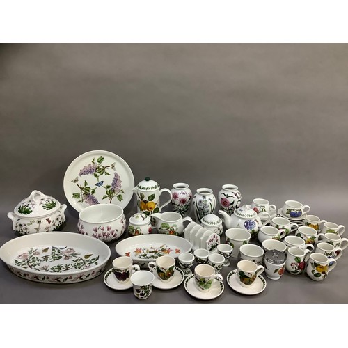 124 - A collection of Portmeirion tableware of Pampona and other patterns, including three vases, a cafeti... 