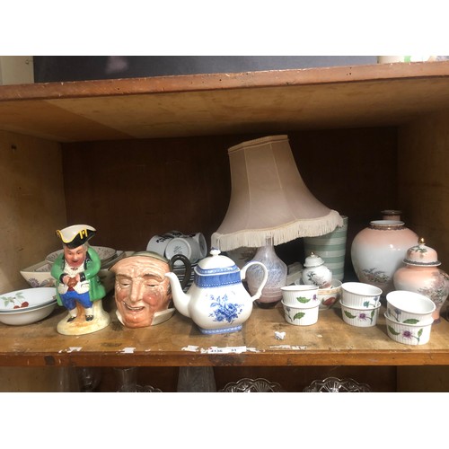 31 - A quantity of ceramics including toby jugs, Japanese vases, lamp etc