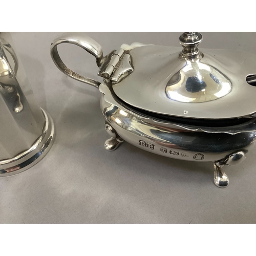 172 - A pair of George V silver salt and mustard pot, Birmingham, 1935 with Jubilee mark for Robin Pringle... 