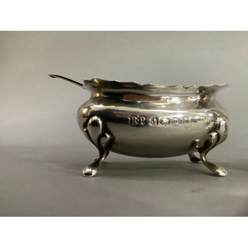 172 - A pair of George V silver salt and mustard pot, Birmingham, 1935 with Jubilee mark for Robin Pringle... 