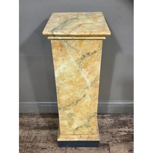 220 - A pedestal of square tapered form with marble paint effect, 93cm high