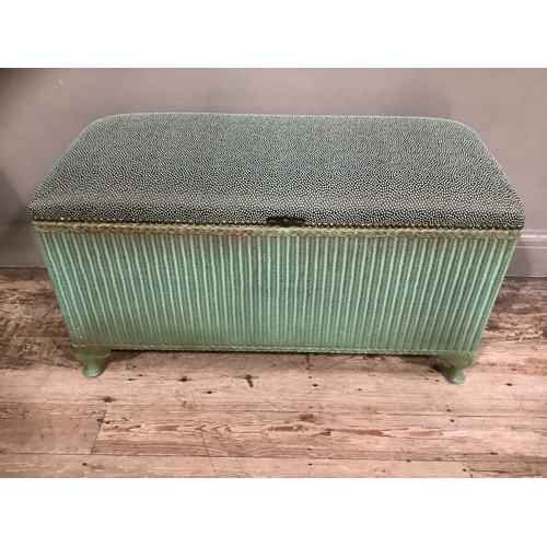 227 - A Lloyd Loom green blanket box with upholstered seat