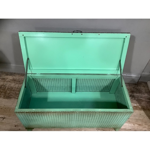 227 - A Lloyd Loom green blanket box with upholstered seat