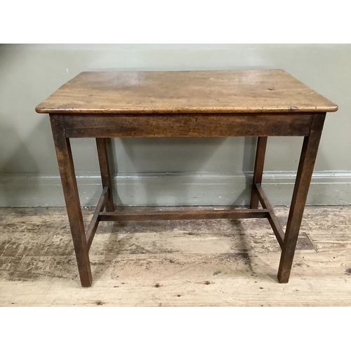 260 - A rectangular mahogany occasional table made from period timbers on square legs, 68.5cm wide x 56cm ... 