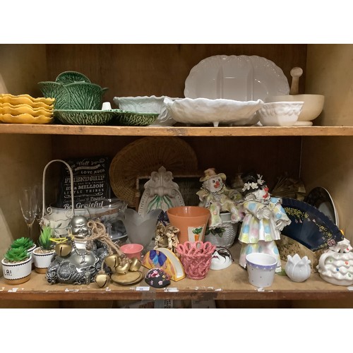 36 - Several planters, a Canton tureen and stand, a resin wall sconce, glassware etc