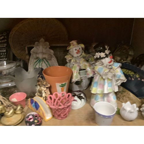 36 - Several planters, a Canton tureen and stand, a resin wall sconce, glassware etc