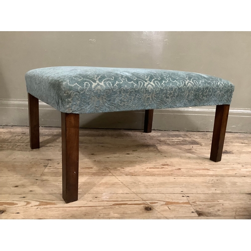 224 - A mahogany square framed stool with duck egg upholstery