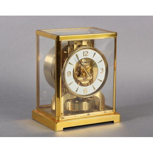 47 - A JAEGER-LE COULTRE ATMOS CLOCK in rectangular five light case, circular white dial with gilt Arabic... 