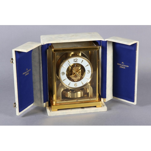 47 - A JAEGER-LE COULTRE ATMOS CLOCK in rectangular five light case, circular white dial with gilt Arabic... 