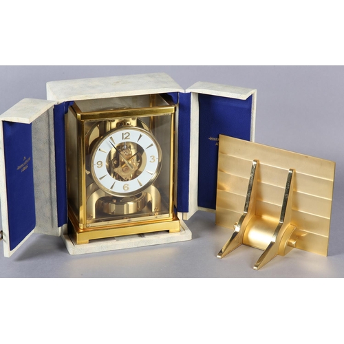 47 - A JAEGER-LE COULTRE ATMOS CLOCK in rectangular five light case, circular white dial with gilt Arabic... 