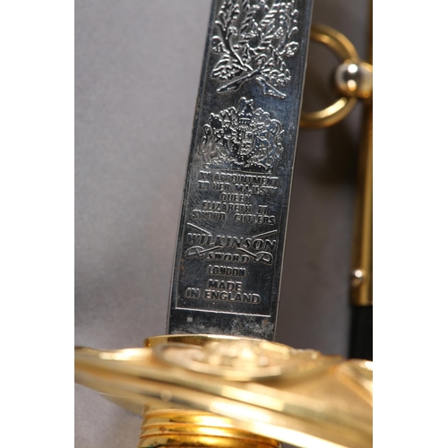 3 - A QUEEN ELIZABETH II ROYAL NAVY OFFICER'S SWORD by Wilkinson Sword, London straight 31inch (78.5cm) ... 