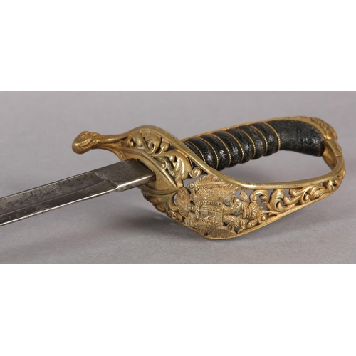 5 - AN AUSTRO HUNGARIAN 19TH CENTURY SABRE, curved 31inch (79cm) single edged three-quarter fullered bla... 