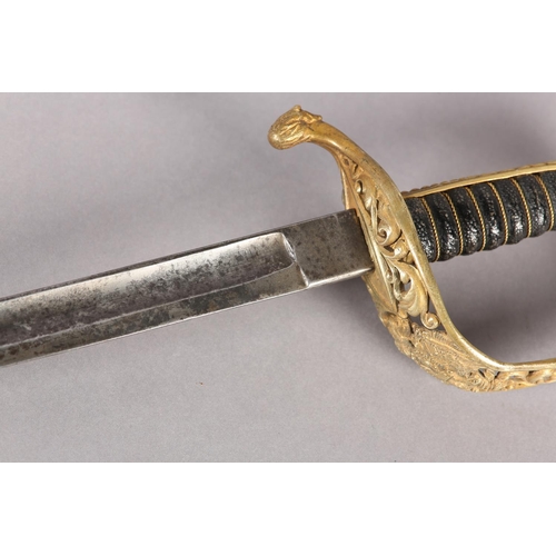 5 - AN AUSTRO HUNGARIAN 19TH CENTURY SABRE, curved 31inch (79cm) single edged three-quarter fullered bla... 