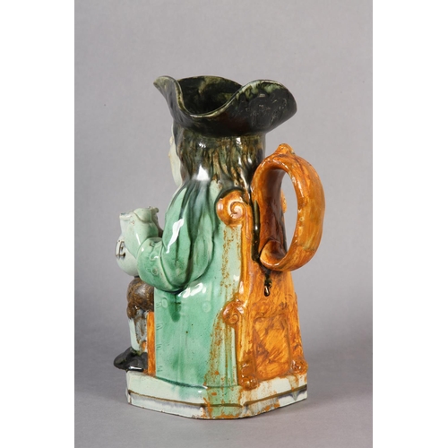 80 - AA RALPH WOOD TYPE PEARLWARE TOBY JUG C1790-1800 of typical form, glazed in green, brown and umber, ... 