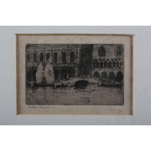 320 - NELSON E DAWSON (1860-1941), Palace Ducal, Venice, black and white etching, signed in pencil to the ... 