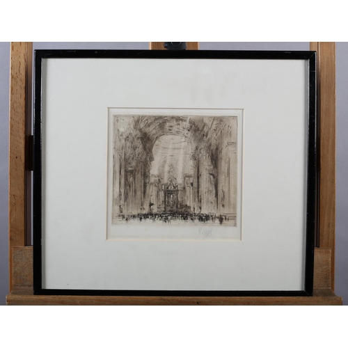 324 - WILLIAM WALCOT RBA RE (Scottish 1874-1943), St Peter's, Rome, black and white etching, signed in pen... 