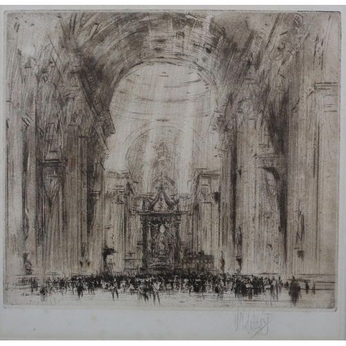 324 - WILLIAM WALCOT RBA RE (Scottish 1874-1943), St Peter's, Rome, black and white etching, signed in pen... 