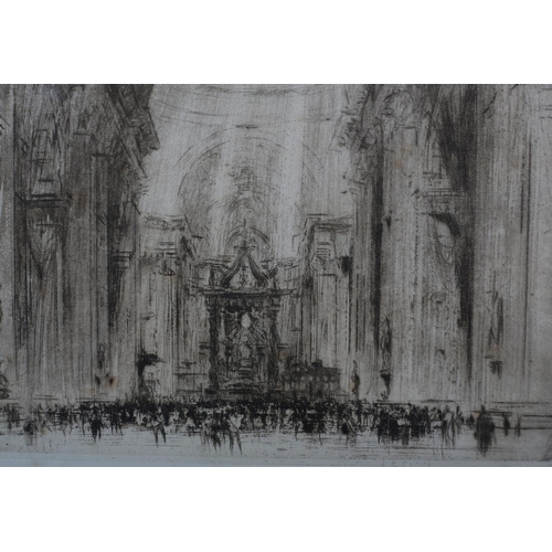 324 - WILLIAM WALCOT RBA RE (Scottish 1874-1943), St Peter's, Rome, black and white etching, signed in pen... 