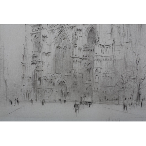 325 - WILLIAM WALCOT RBA RE (Scottish 1874-1943), York Minster, The West Front, black and white etching, s... 