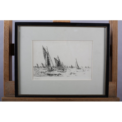 326 - WILLIAM LIONEL WYLLIE RA RWS (1851-1931), Boat Race, sailing dinghies, black and white etching, sign... 