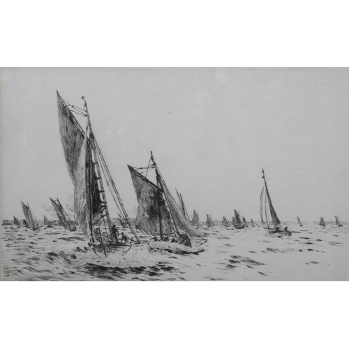 326 - WILLIAM LIONEL WYLLIE RA RWS (1851-1931), Boat Race, sailing dinghies, black and white etching, sign... 