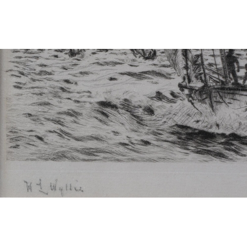 326 - WILLIAM LIONEL WYLLIE RA RWS (1851-1931), Boat Race, sailing dinghies, black and white etching, sign... 