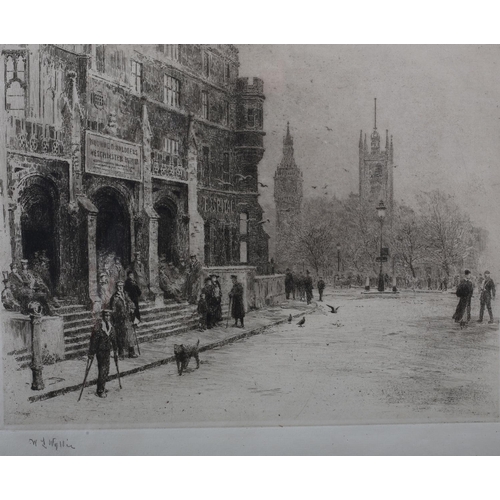 327 - WILLIAM LIONEL WYLLIE RA RWS (1851-1931), Westminster Hospital, black and white etching, signed in p... 