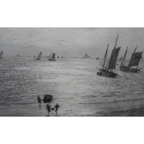 328 - WILLIAM LIONEL WYLLIE RA RWS (1851-1931), The Last Catch of the Day, black and white etching, signed... 