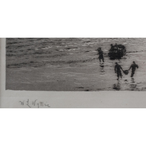 328 - WILLIAM LIONEL WYLLIE RA RWS (1851-1931), The Last Catch of the Day, black and white etching, signed... 