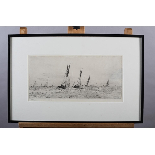 330 - WILLIAM LIONEL WYLLIE RA RWS (1851-1931), Boat Race - sailing dinghies, black and white etching, sig... 