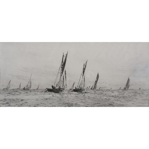 330 - WILLIAM LIONEL WYLLIE RA RWS (1851-1931), Boat Race - sailing dinghies, black and white etching, sig... 