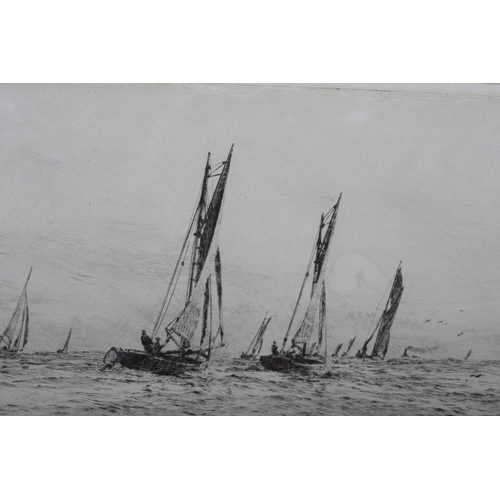 330 - WILLIAM LIONEL WYLLIE RA RWS (1851-1931), Boat Race - sailing dinghies, black and white etching, sig... 