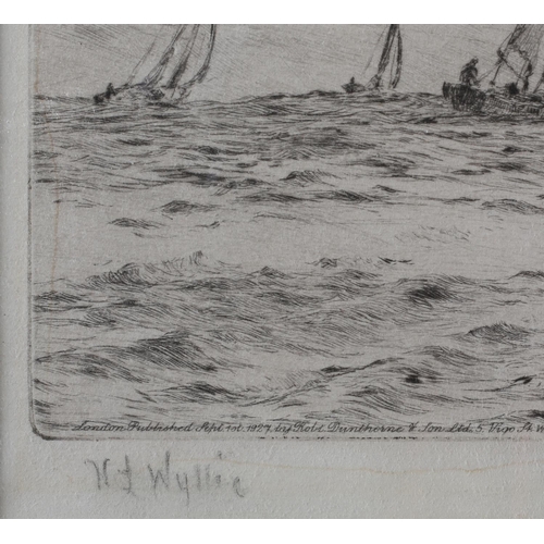 330 - WILLIAM LIONEL WYLLIE RA RWS (1851-1931), Boat Race - sailing dinghies, black and white etching, sig... 