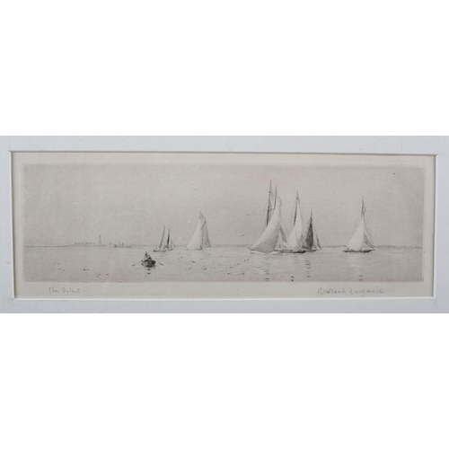 333 - ARR ROWLAND LANGMAID (1897-1956), The Solent, black and white etching, titled and signed in pencil t... 