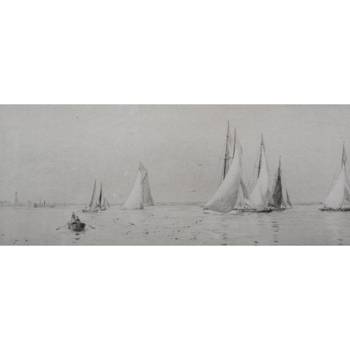 333 - ARR ROWLAND LANGMAID (1897-1956), The Solent, black and white etching, titled and signed in pencil t... 