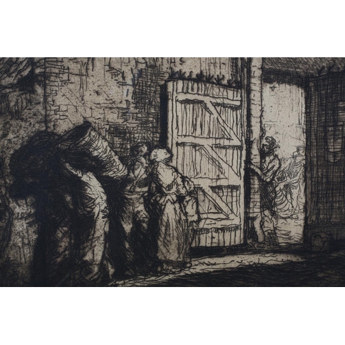 335 - ARR FRANK BRANGWYN R A (1867-1956), The Gate of the Farm, etching in brown on wove, signed in pencil... 