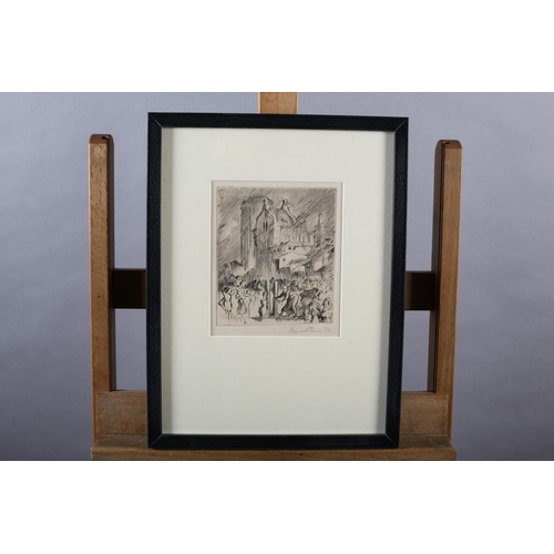 336 - ARR FRANK BRANGWYN R A (1867-1956), Town Water Pump, black and white etching, signed in pencil to th... 