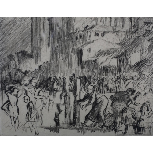 336 - ARR FRANK BRANGWYN R A (1867-1956), Town Water Pump, black and white etching, signed in pencil to th... 